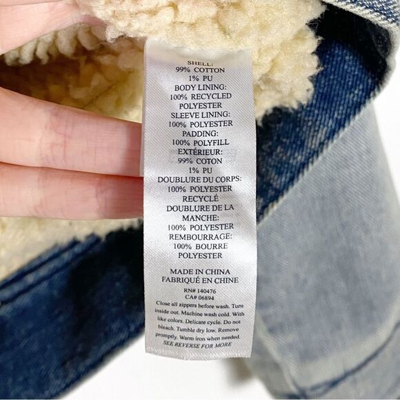 Faherty Riverlands Sherpa Denim Trucker Jacket Women's M - Picture 8 of 8